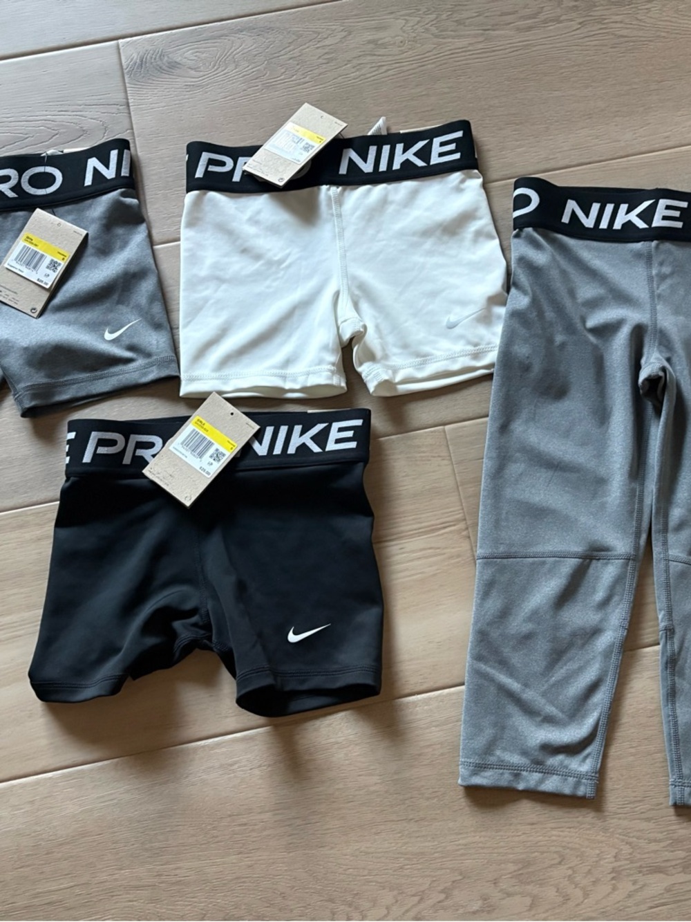 Nike Black, White, Gray Pro Logo Waistband Athletic Shorts & Capris